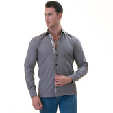 Black Oxford Men's Slim Fit Designer French Cuff Shirt - Tailored Cotton Shirts for Work and Casual Wear